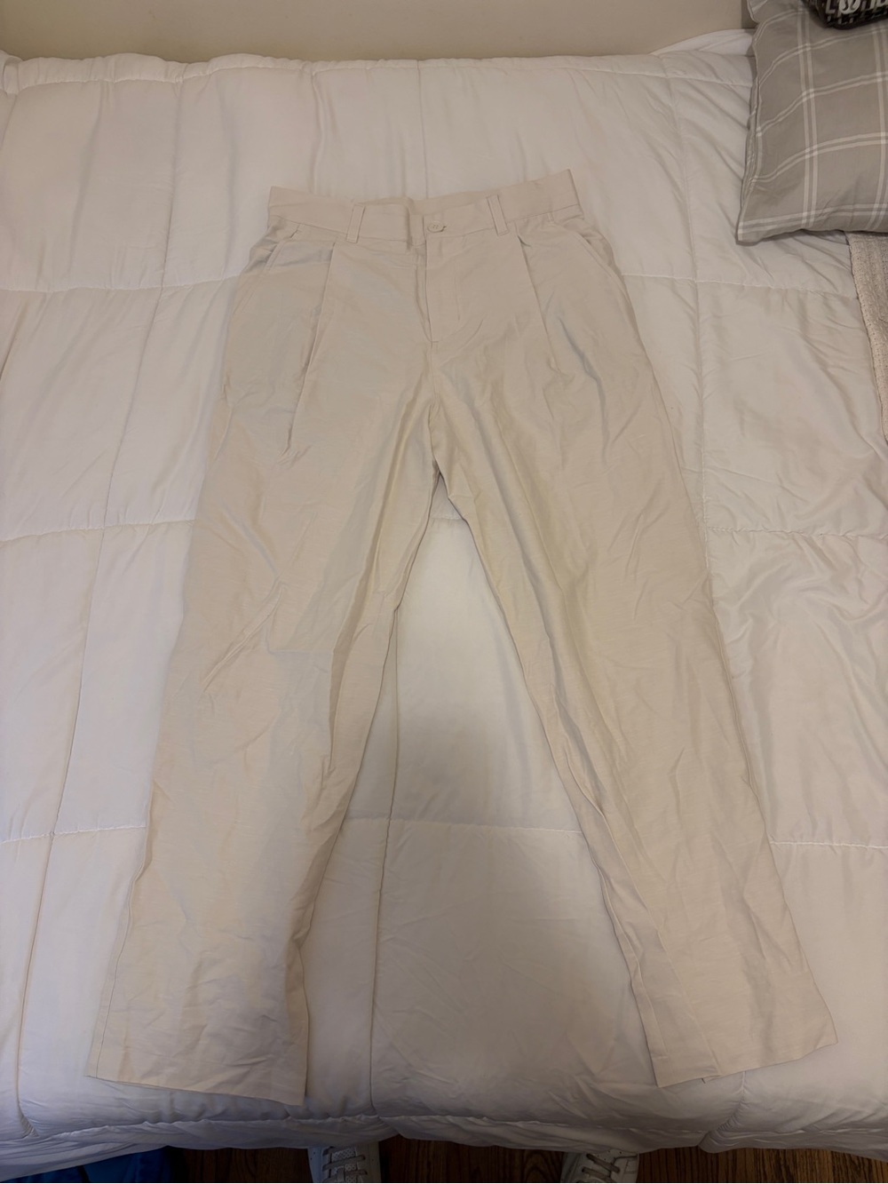 Lululemon linen pleated trousers - ivory